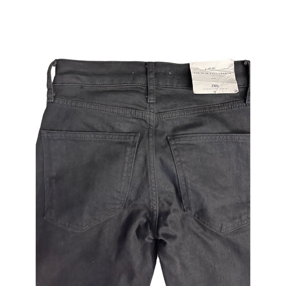 NWT Zara Signature Slim Fit / Full Length / High Rise Jeans in Black Size 0 - Picture 10 of 12
